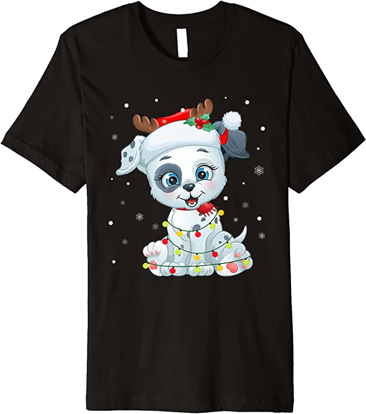 Santa Hat Dalmatian Puppy Christmas Dog Lovers Pajama Premium T-Shirt