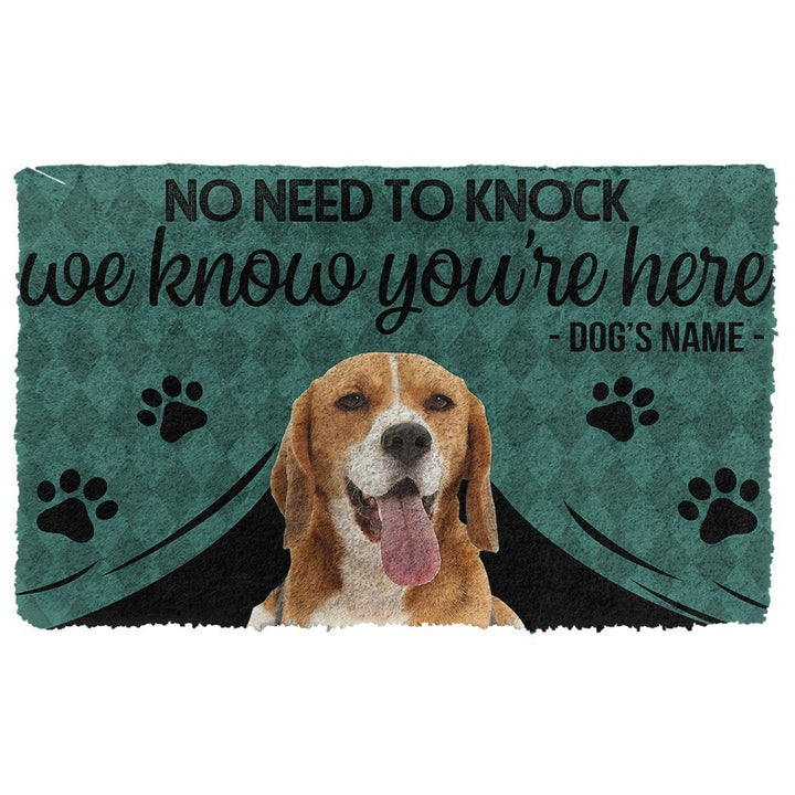 Waybackapparel Beagle We Know Youre Here Custom Nam 3D Doormat