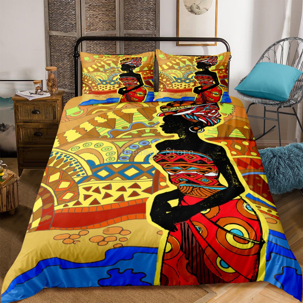 Africa Printed Bedding Sets Ethnic African Duvet Cover Set With Pillowcase Single Double Queen King Quilt Cover Bedclothes