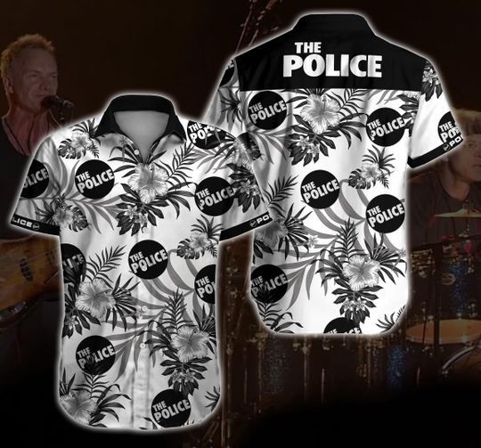 The Police Hawaii Graphic Print Short Sleeve Hawaii Casual Shirt Ha60606