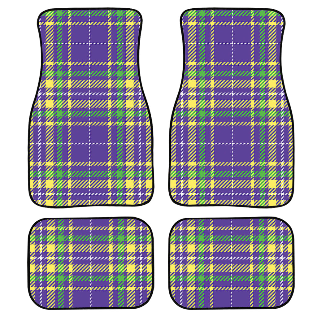 Mardi Gras Tartan Plaid Pattern Print Front And Back Car Floor Mats, Front Car Mat