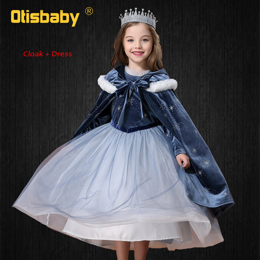 Snow Queen 2 Carnival Elsa Costumes for Girls Children’s Party Communion Dresses Velvet Backless Gowns Infant Fancy Elza Frocks alx