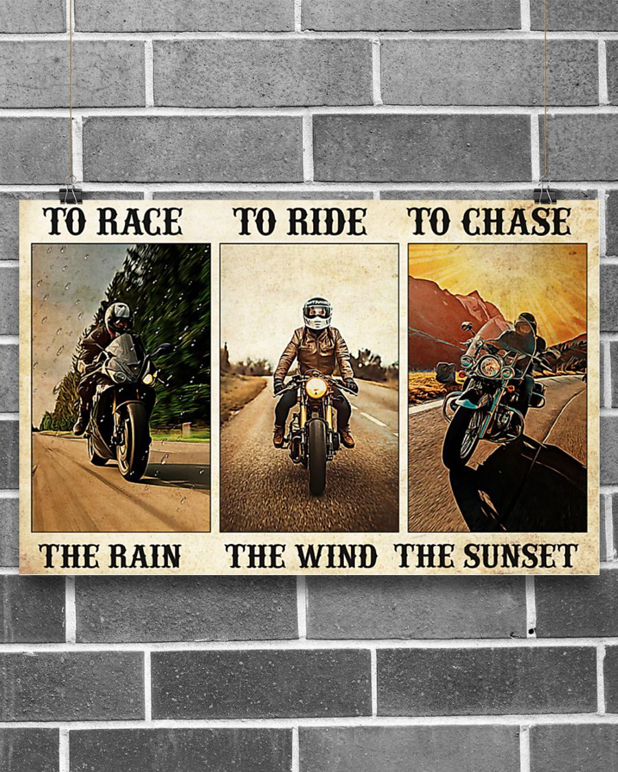 Motorcycle To Race The Rain Horizontal Canvas And Poster | Wall Decor Visual Art
