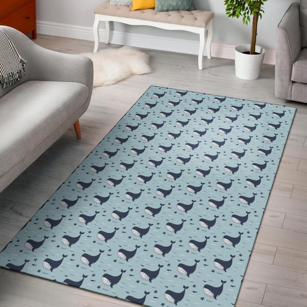 Whale Cute Design Themed Print Area Rugs