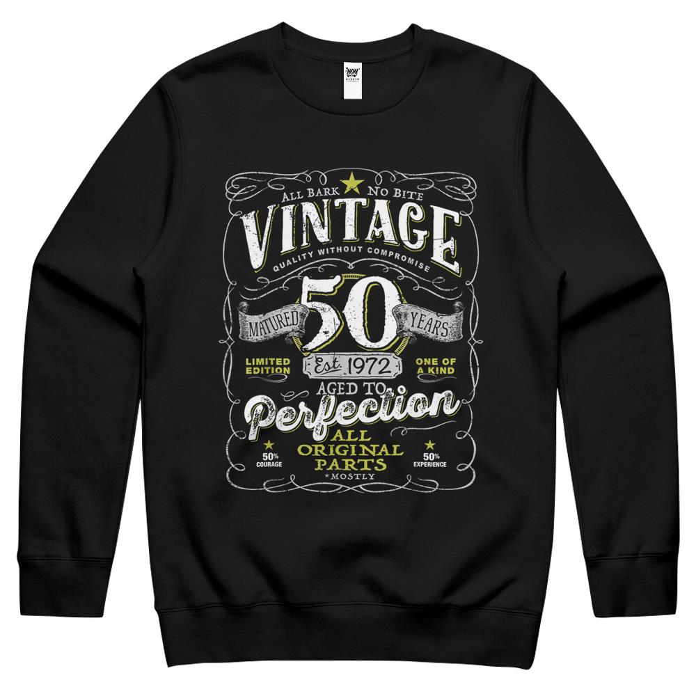 Vintage 50Th Birthday For Him 1972 Aged To Perfection Crewneck Sweatshirt