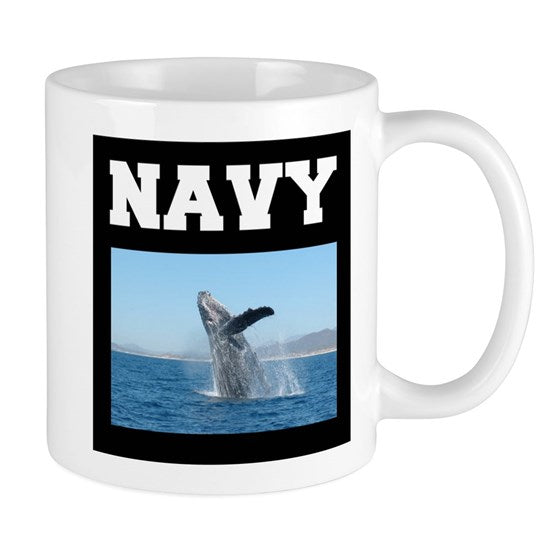 Navy Whale Grey Mug