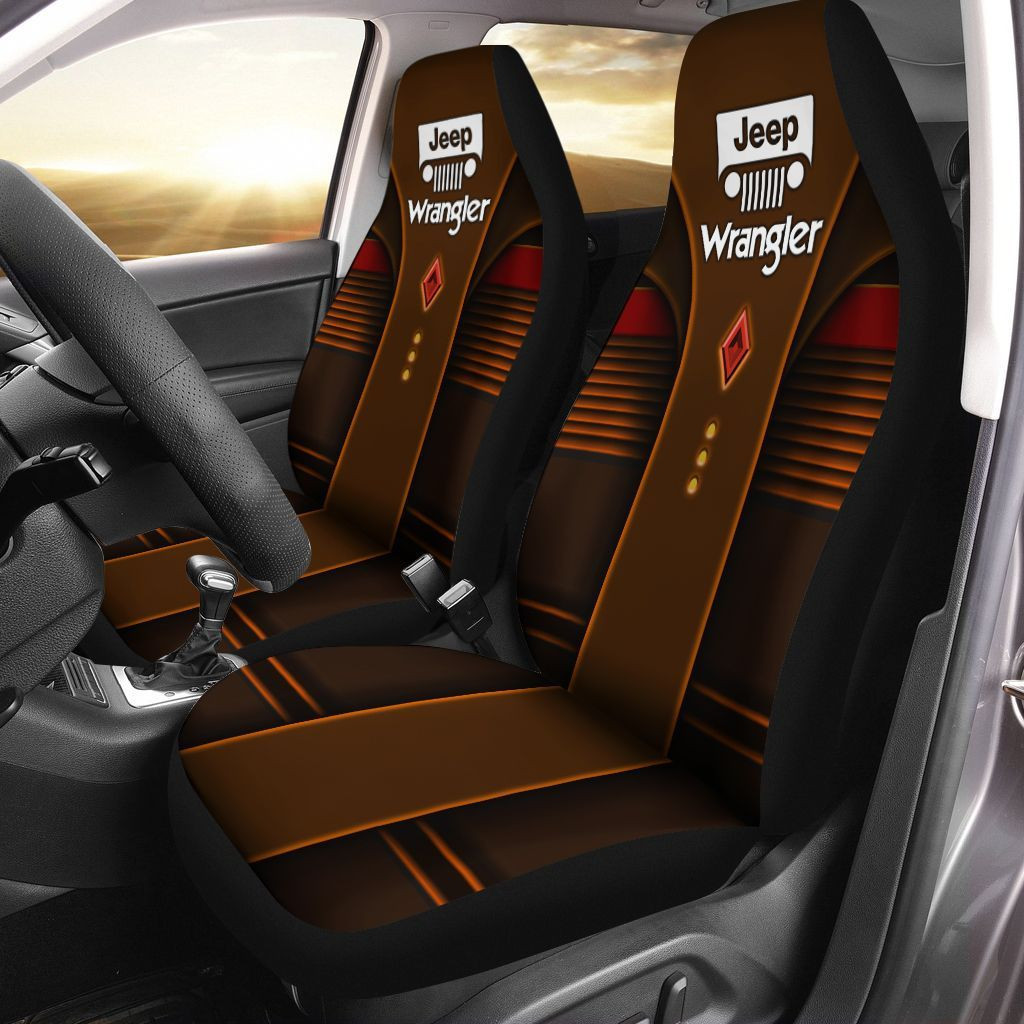 Jeep Wrangler Car Seat Cover (Set Of 2) Ver 16 (Brown)