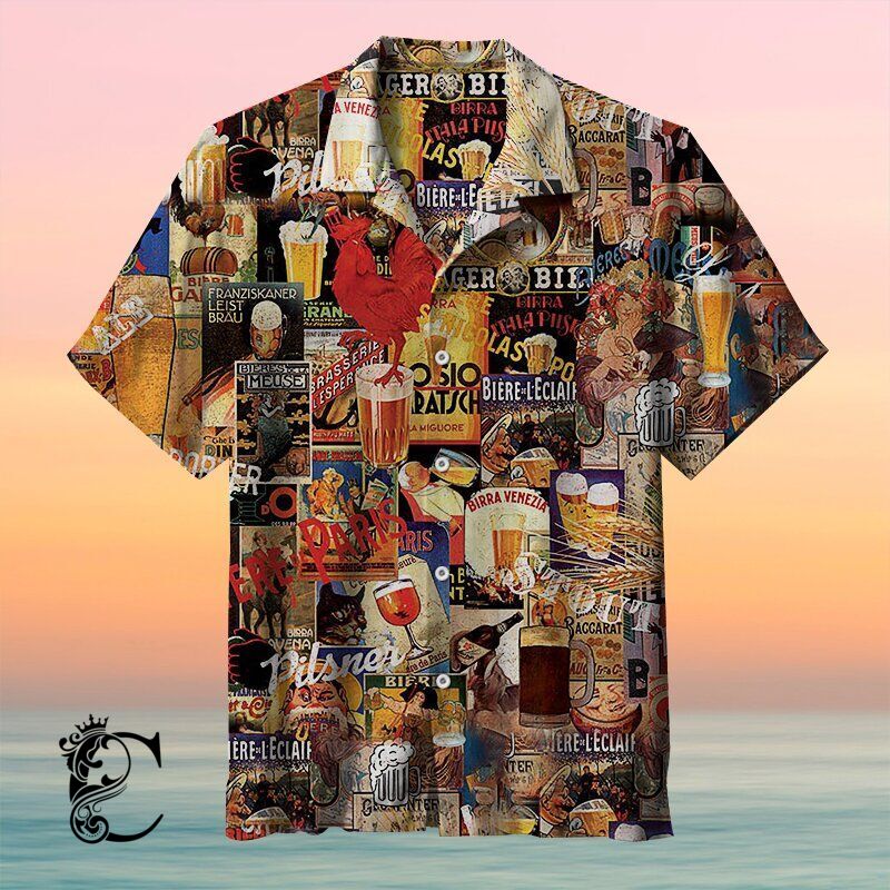 Vintage Beer Collage Hawaiian Shirt