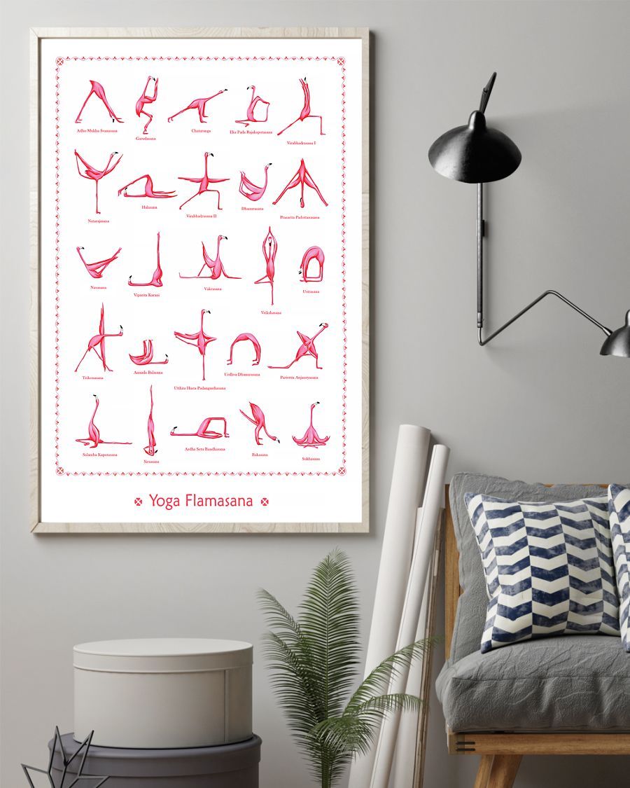 Flamingo Yoga Vertical Canvas And Poster | Wall Decor Visual Art