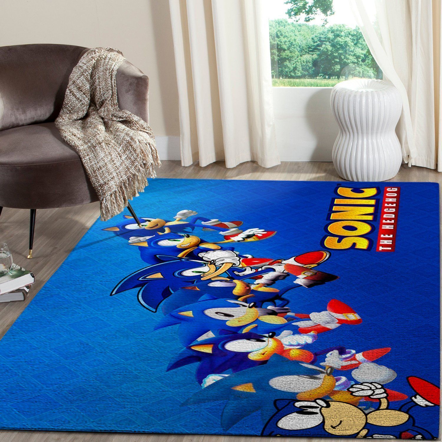 Sonic The Hedgehog Area Rug / Gaming Carpet, Gamer Living Room Rugs, Floor Decor 10118