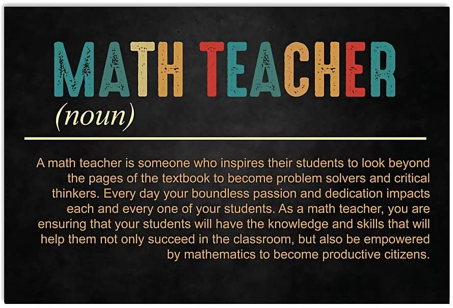 Vintage Math Teacher Definition Poster Art Print      Home Decor Gift For Family Friend On Birthday