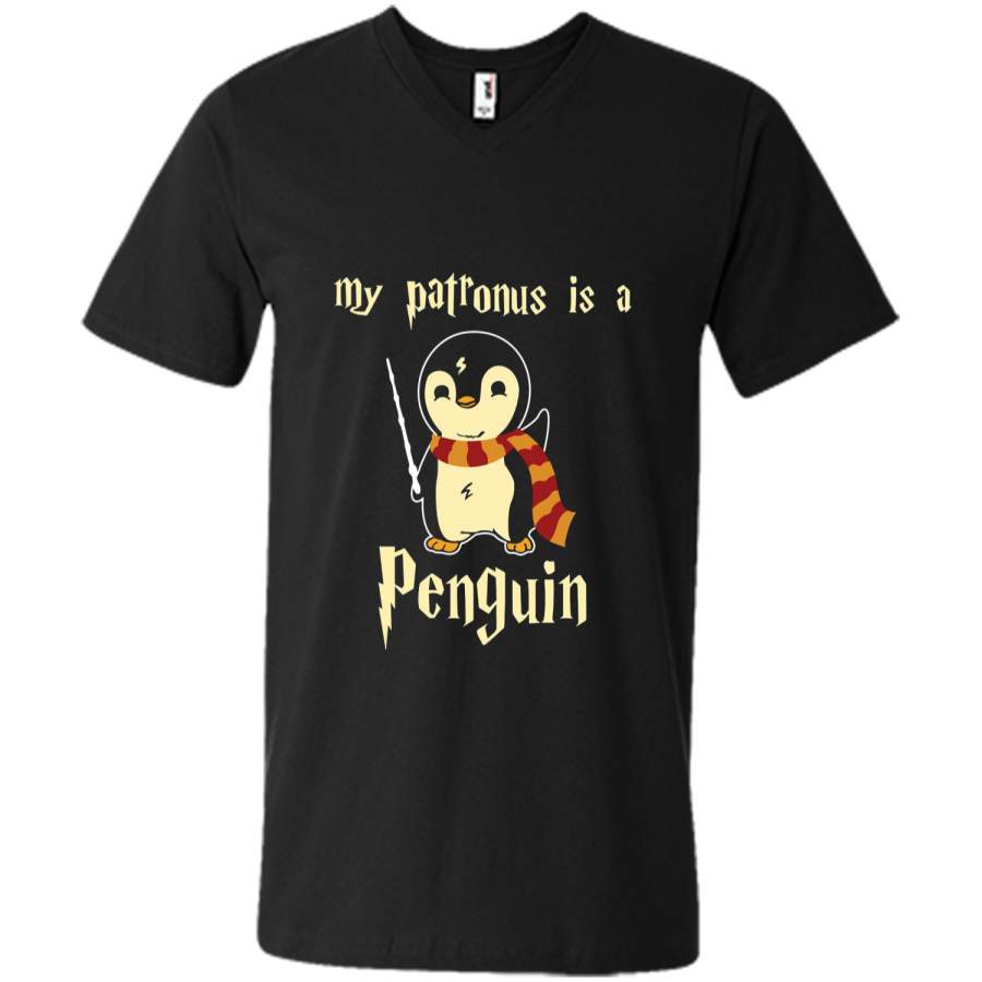 My Patronus is a Penguin Hot  Mens Printed V-Neck T