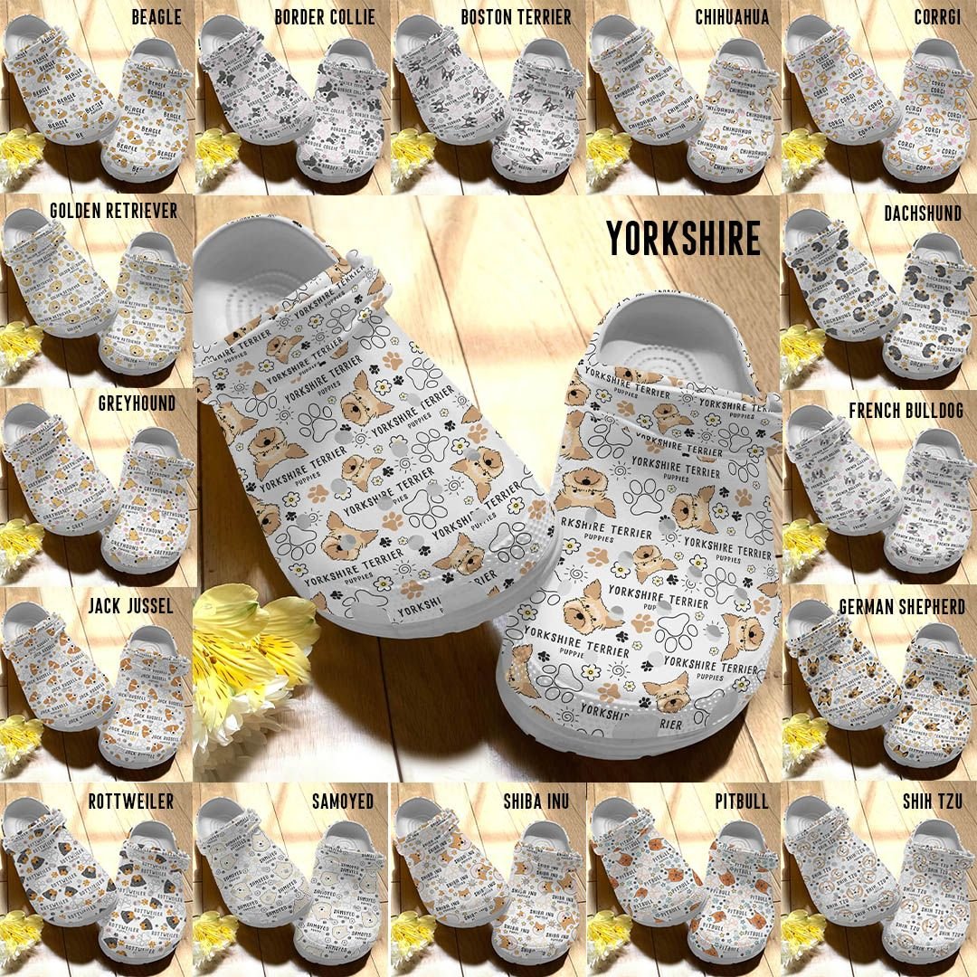 Dog Personalize Clog, Custom Name, Text, Fashion Style For Women, Men, Kid, Print 3D Dog Puppies And Paws