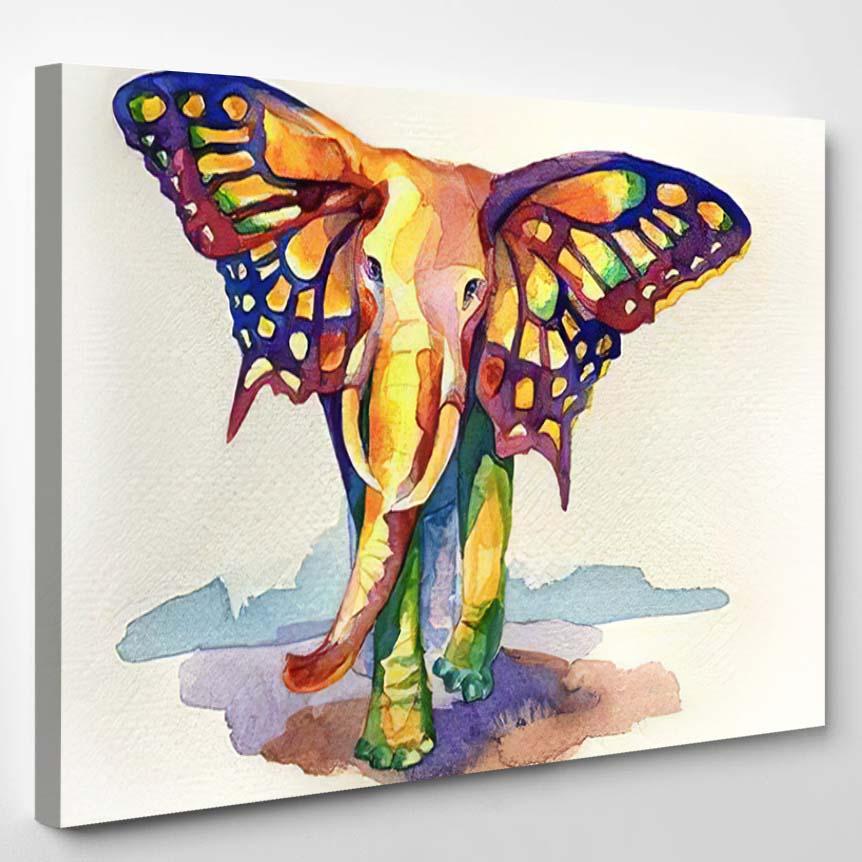 Hand Drawn Watercolor Fantastic Colorful Elephant – Fantastic Canvas Print