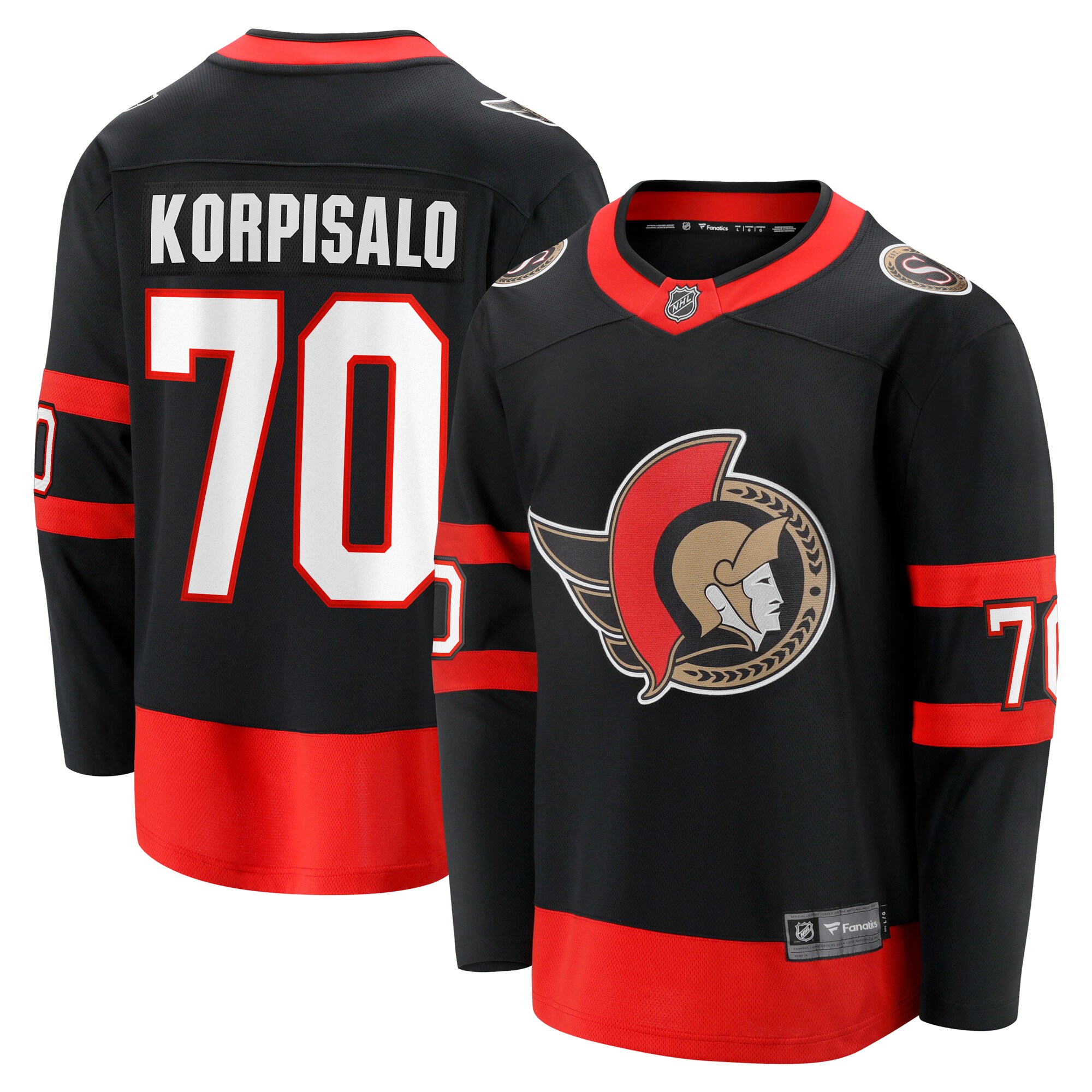 Joonas Korpisalo Ottawa Senators Branded Home Breakaway Jersey – Black