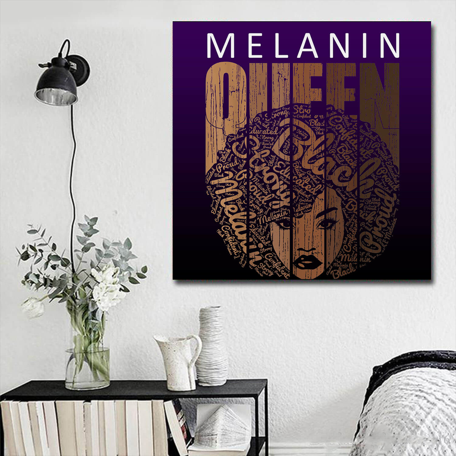 African American Canvas Wall Pictures Natural Afro Melanin Queen Strong Afrocentric Inspired Home Decor WBG5347