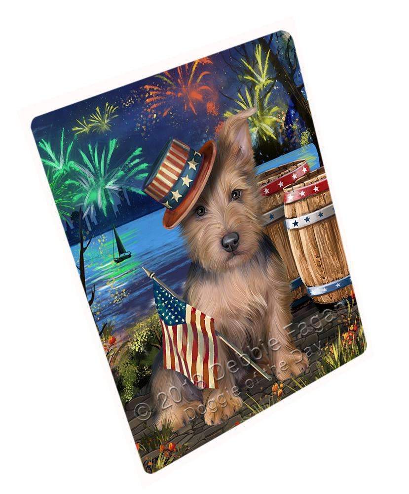 4Th Of July Independence Day Fireworks Australian Terrier Dog At The Lake Blanket Blnkt75837