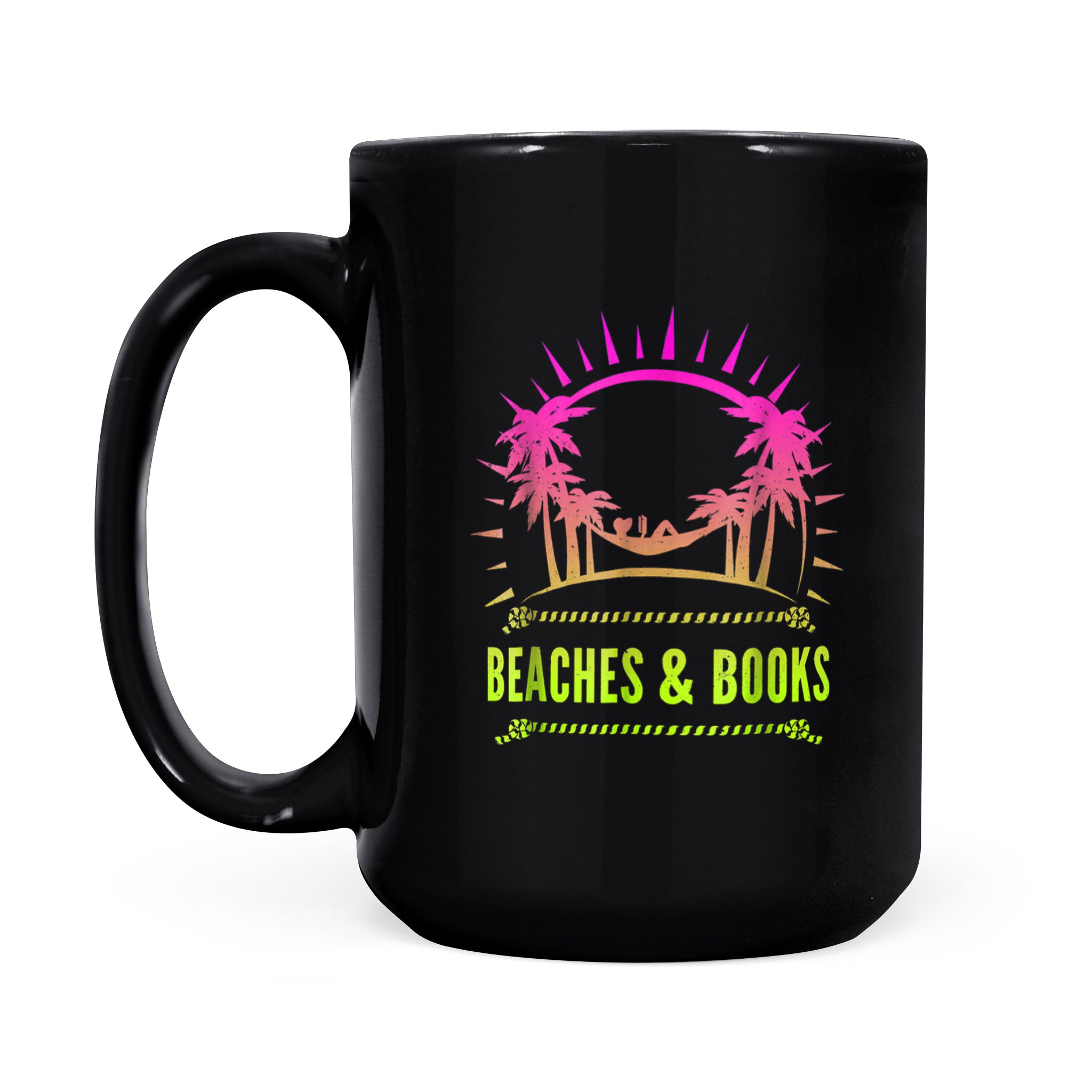 Beaches And Books Vintage Vacation Reading – Black Mug