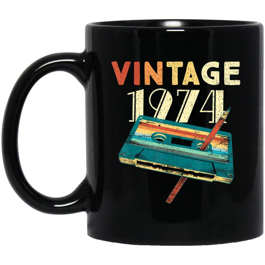 Vintage 1974 Music Cassette 45th Birthday Gifts 45 Years Old Coffee Mug