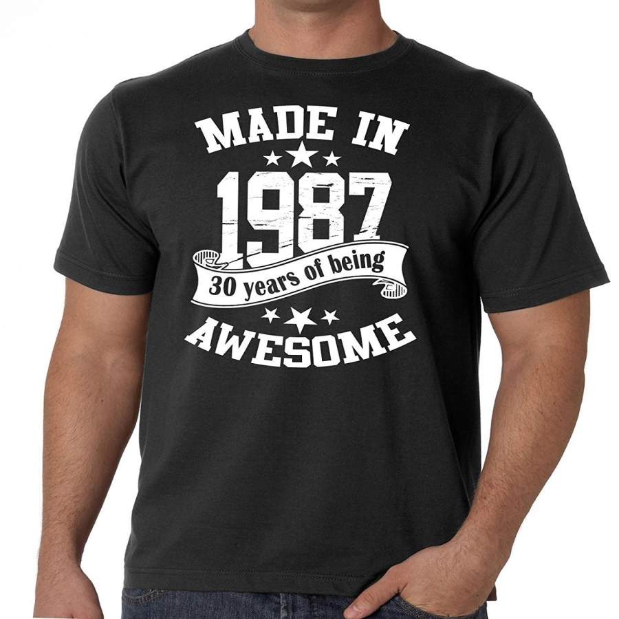 30Th Birthday Made In 1987  30 Years Of Being Awesome Gift Men’S Fashion T-Shirt