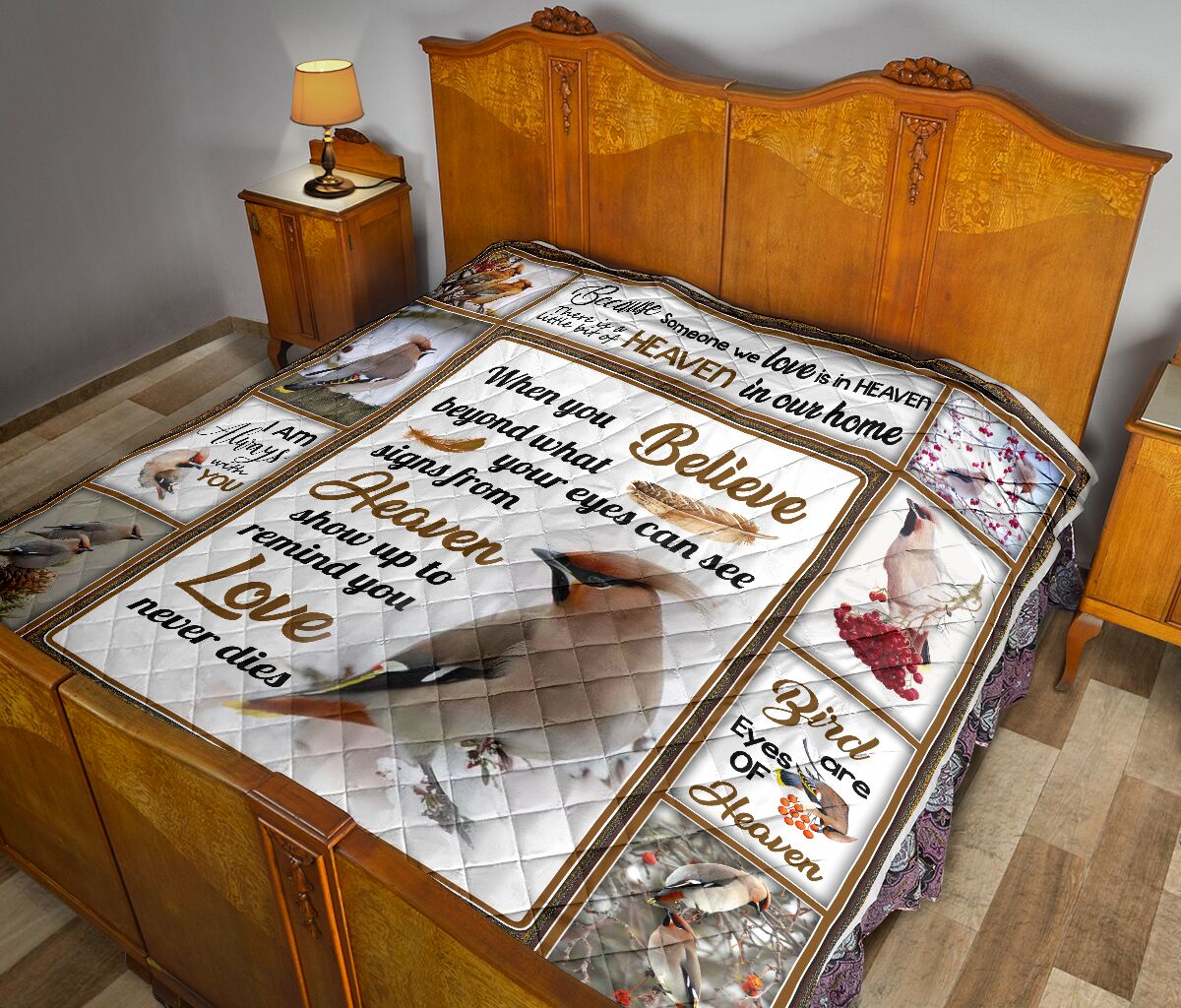 ViticStore™ When you Believe Brown Lark Birds & White Shade- Cotton Kingsize Quilt for Wife