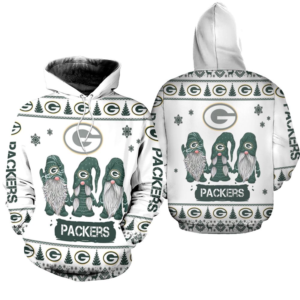 Christmas Gnomes Green Bay Packers Ugly Sweatshirt Christmas 3D Hoodie