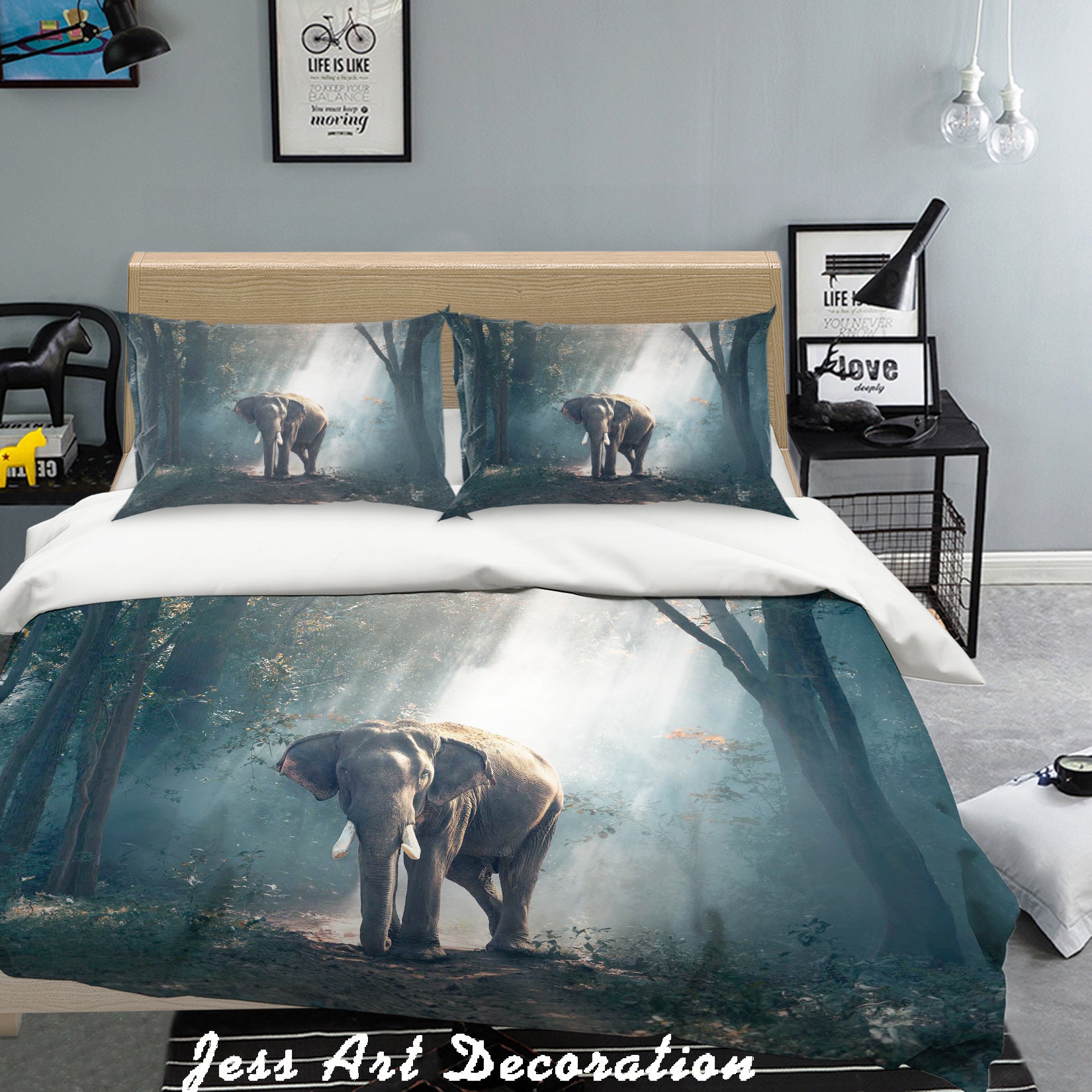 3D Forest Sunshine Elephant Quilt Cover Set Bedding Set Pillowcases 61