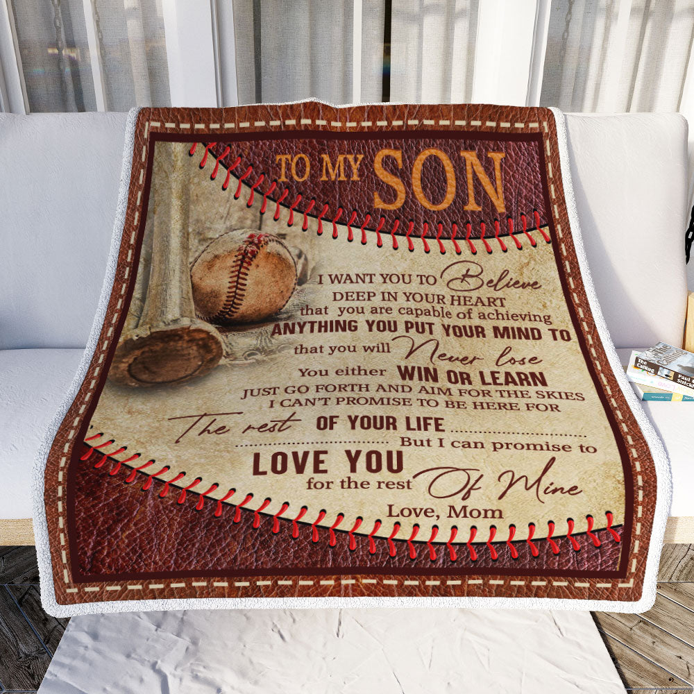 Baseball To My Son Love You For The Rest Of Mine Fleece Blanket Gift For Son From Mom Gift Idea For Baseball Lovers Home Decor Bedding Couch Sofa Soft And Comfy Cozy