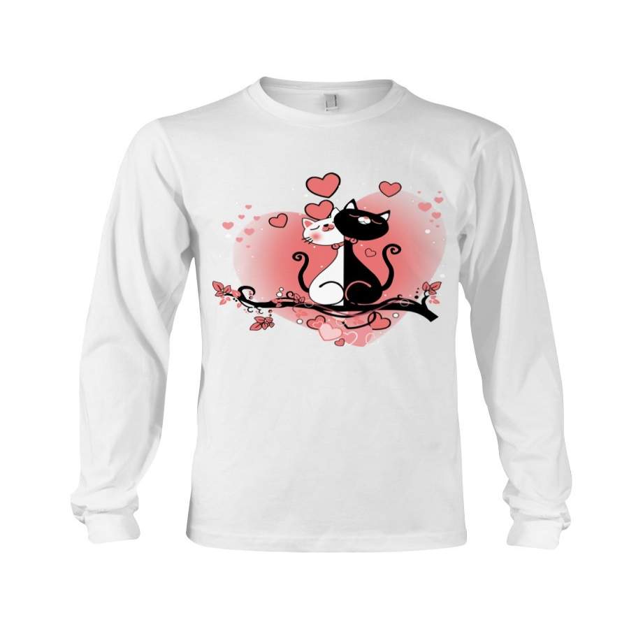 Cute Cat Couple Valentine Gift Unisex Long Sleeve