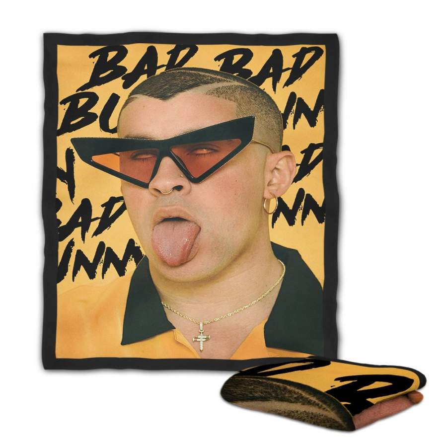 Bad Bunny Ugly Face Fleece Blanket