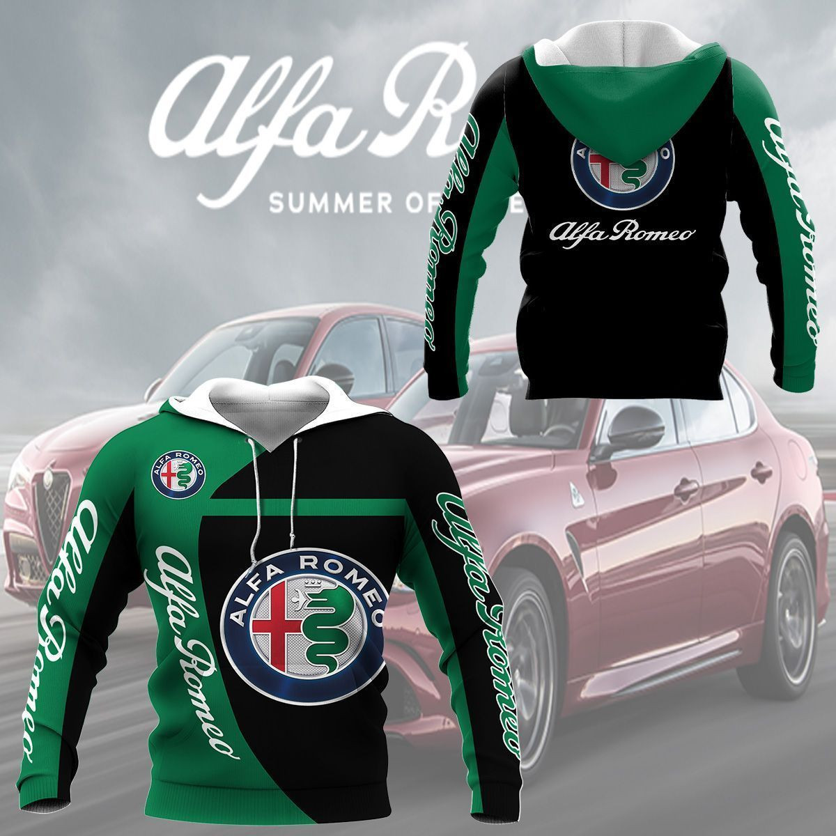 3D All Over Printed Alfa Romeo Shirts Ver 1 (Green)