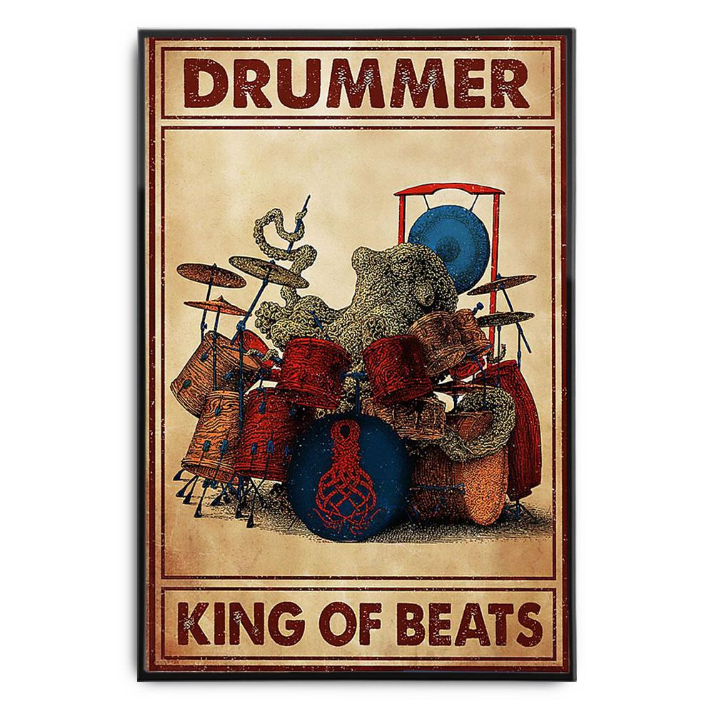 Poster Canvas Drummer King Of Beats Octopus Playing Drum Poster Gift Decor Home Decor Wall Art Visual Art