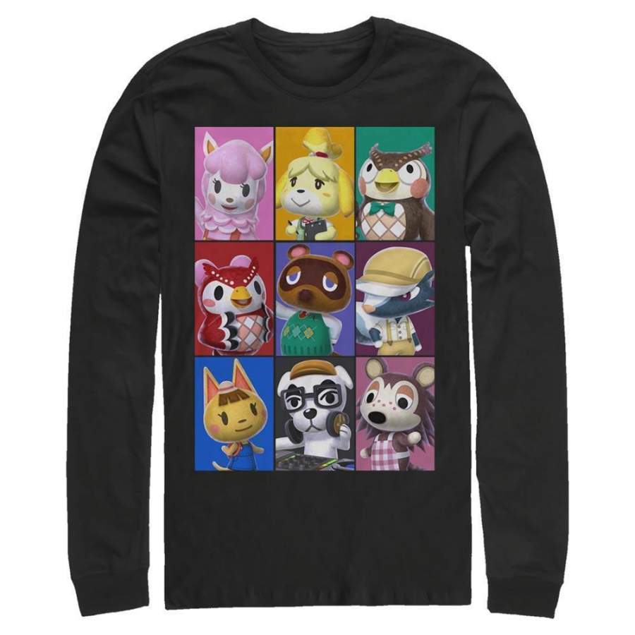 Animal Blocks – Animal Crossing Nintendo Long Sleeve T-Shirt, Black