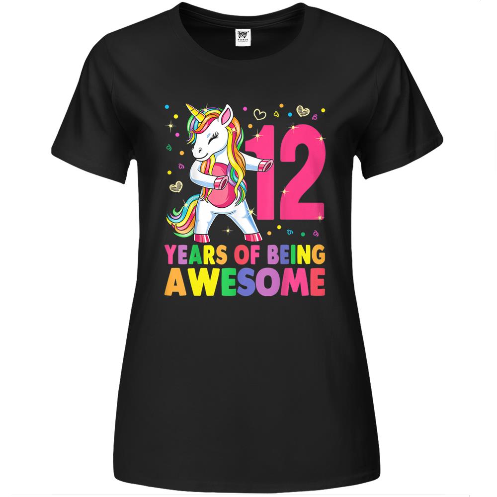 12 Years Old Unicorn Flossing 12Th Birthday Girl Unicorn Premium Womens T Shirts