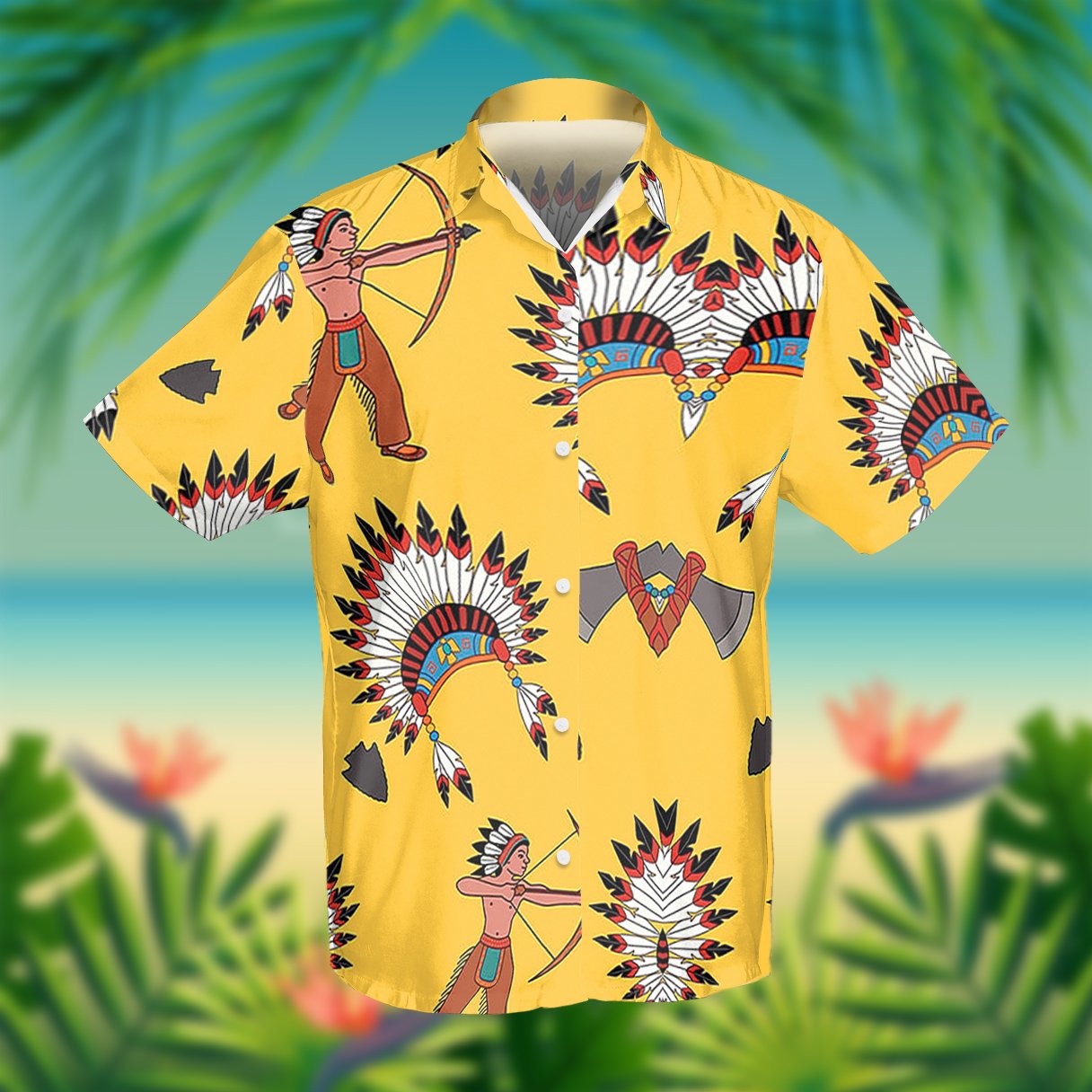 Chief Hat Native American Hawaii Shirt Ha3679