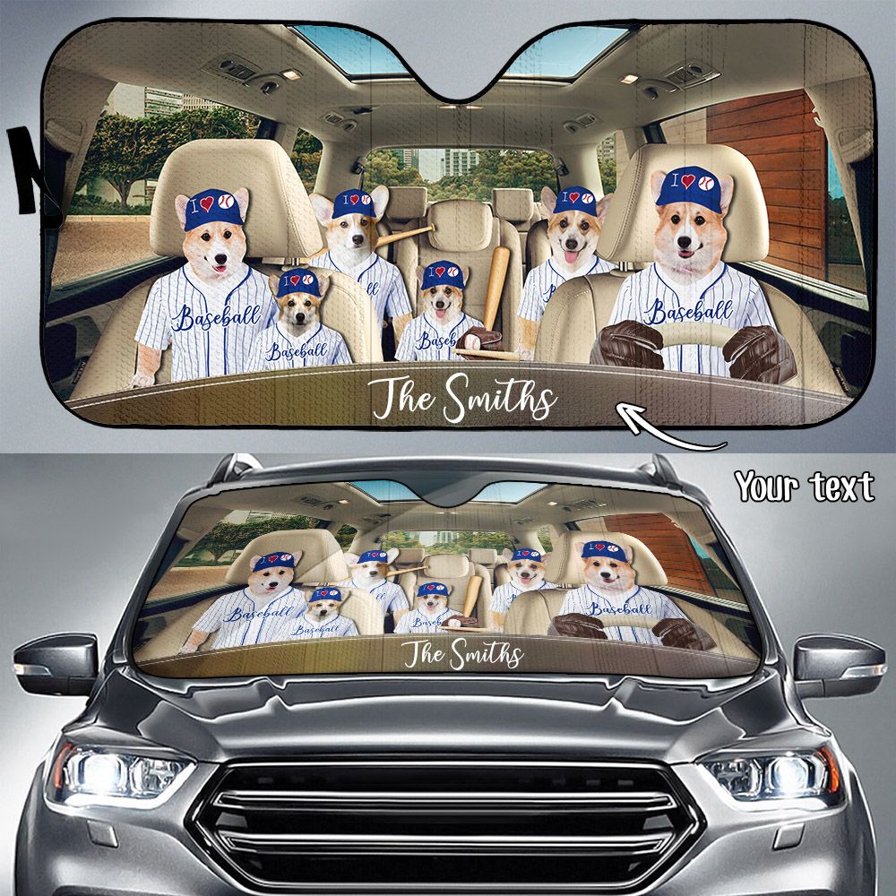 Corgi Baseball Custom Name Car Sun Shade 17 NDC0265