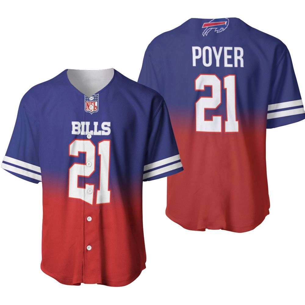 Buffalo Bills Jordan Poyer #21 Great Player NFL American Football Team Royal Color Crash 3D Designed Allover Gift For Bills Fans Baseball Jersey