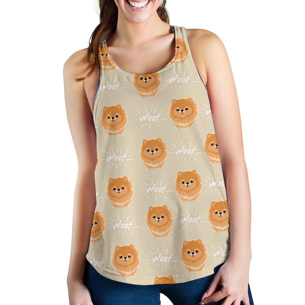 Cute Brown Pomeranian Puppy Women Racerback Tank Top