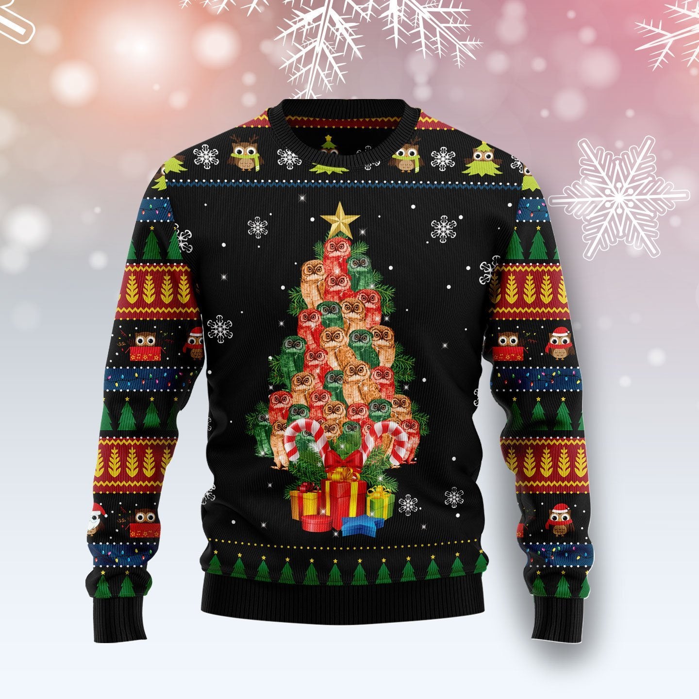 Hoot Hoot Owl Noel Tree Ugly Christmas Sweater | For Men & Women | Adult | Us4273