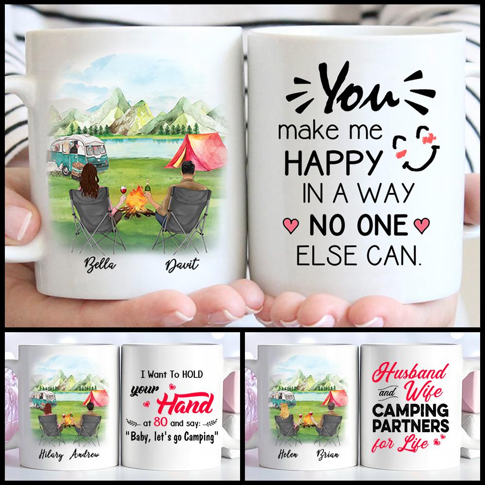 Personalized Camping Couple Mug Custom Name Camping Lovers, Perfect Gift for your Wife or Husband