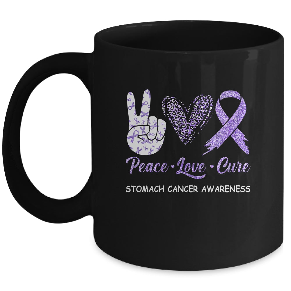 Stomach Cancer Awareness Peace Love Cure Leopard Mug