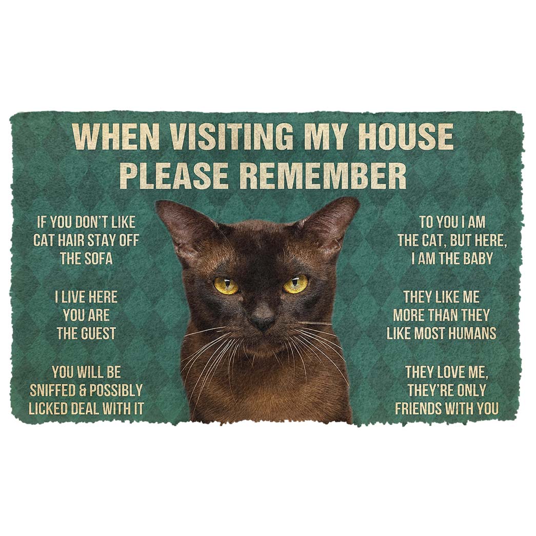 Gearhumans  Gearhuman 3D Please Remember Burmese Cat House Rules Custom Doormat