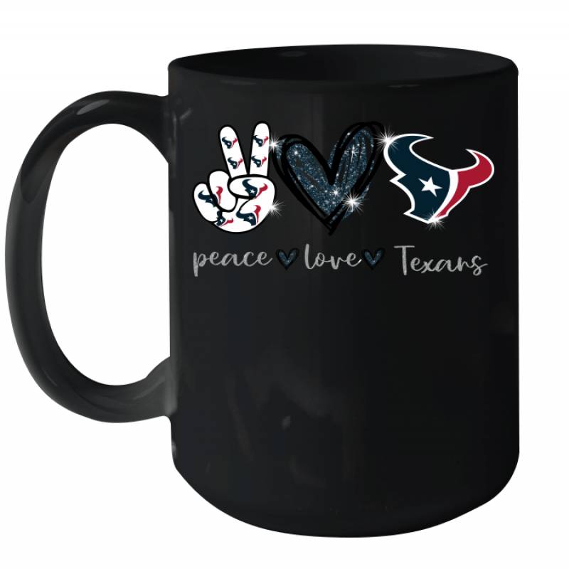 Peace Love Texans gift for Houston Texans Fans Ceramic Mug 15oz