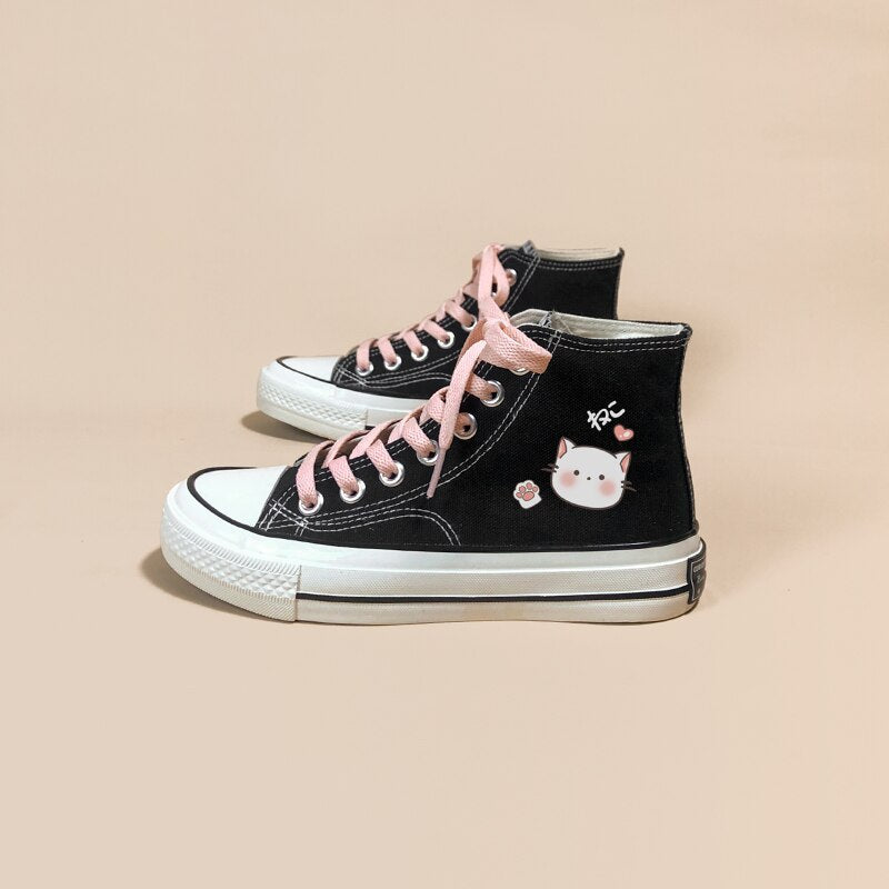 Kawaii Kitty High Top Canvas Shoes – Women’S