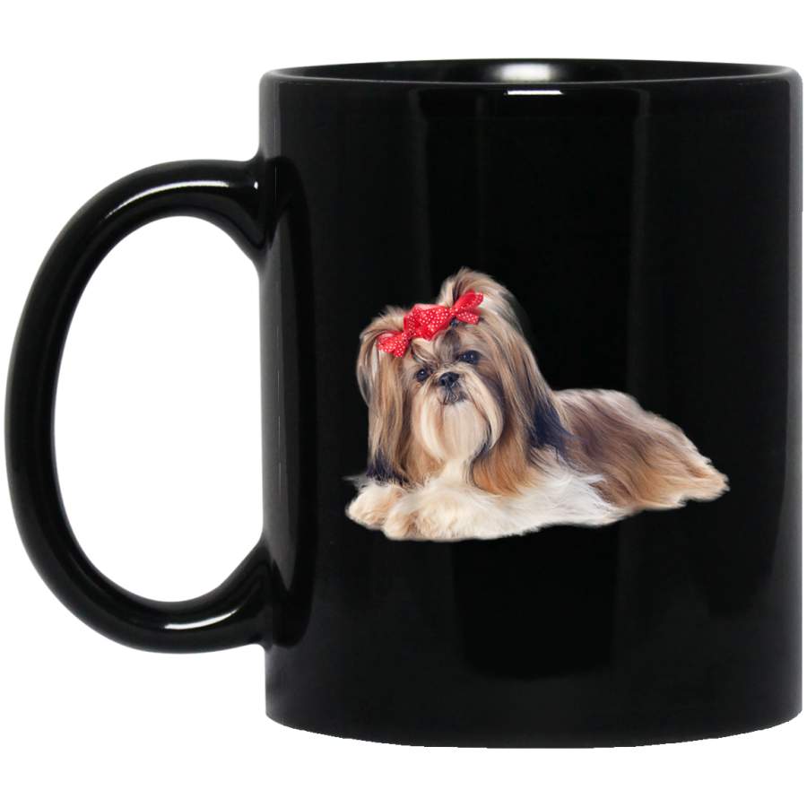 Shih Tzu Bow Dog or Puppy 11 oz 15 oz Mug Black