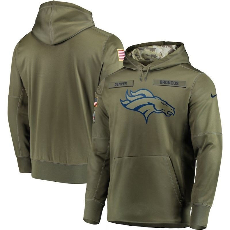 Denver Broncos Olive Salute To Service Personalized Hoodie Jersey