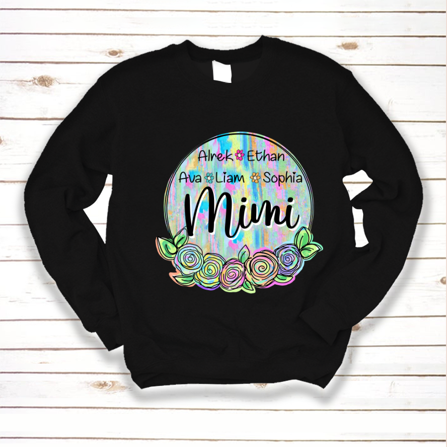 Mimi And Grandkids Flower Colorful Sweatshirt