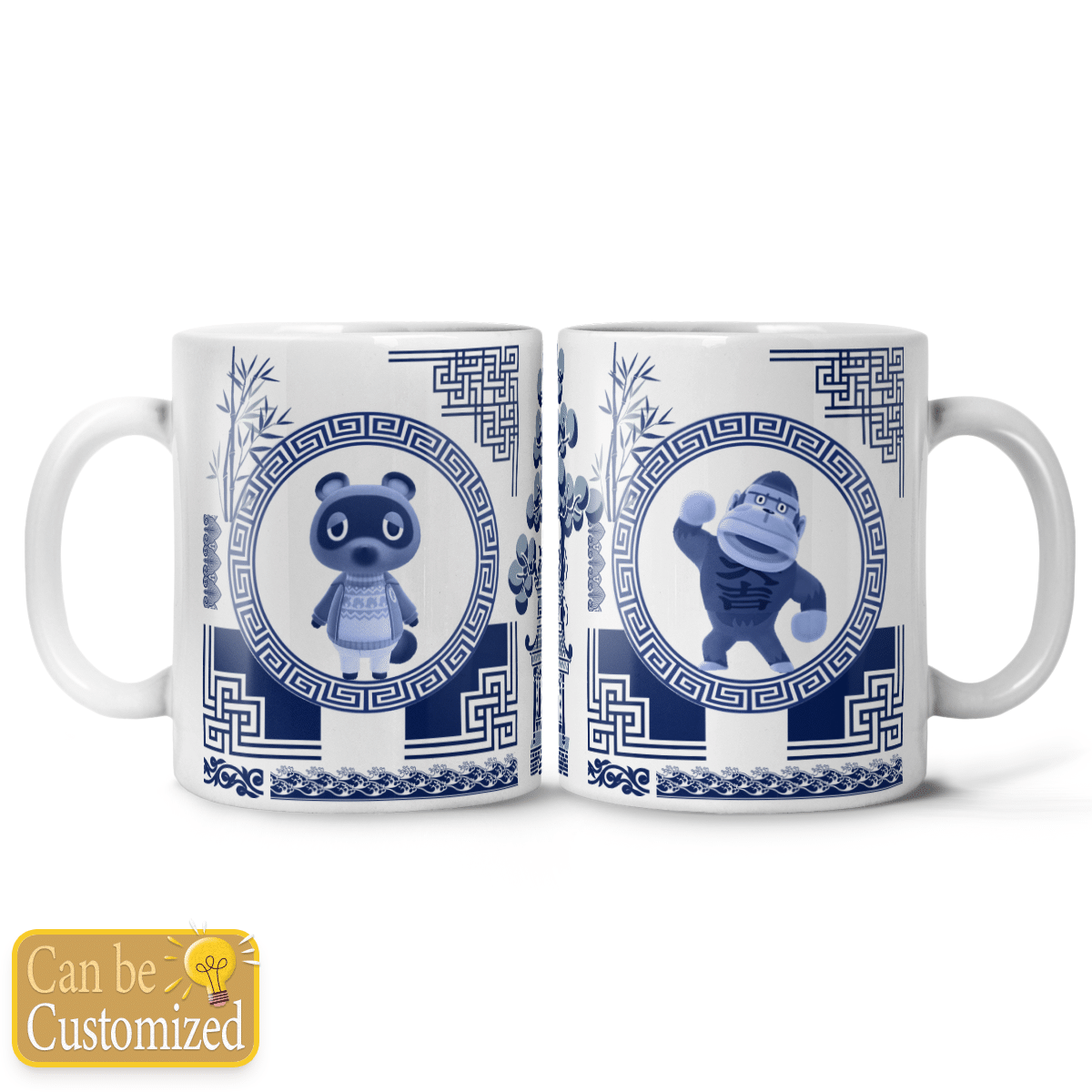 Animal Crossing Characters Blue Willow Inspired Mug