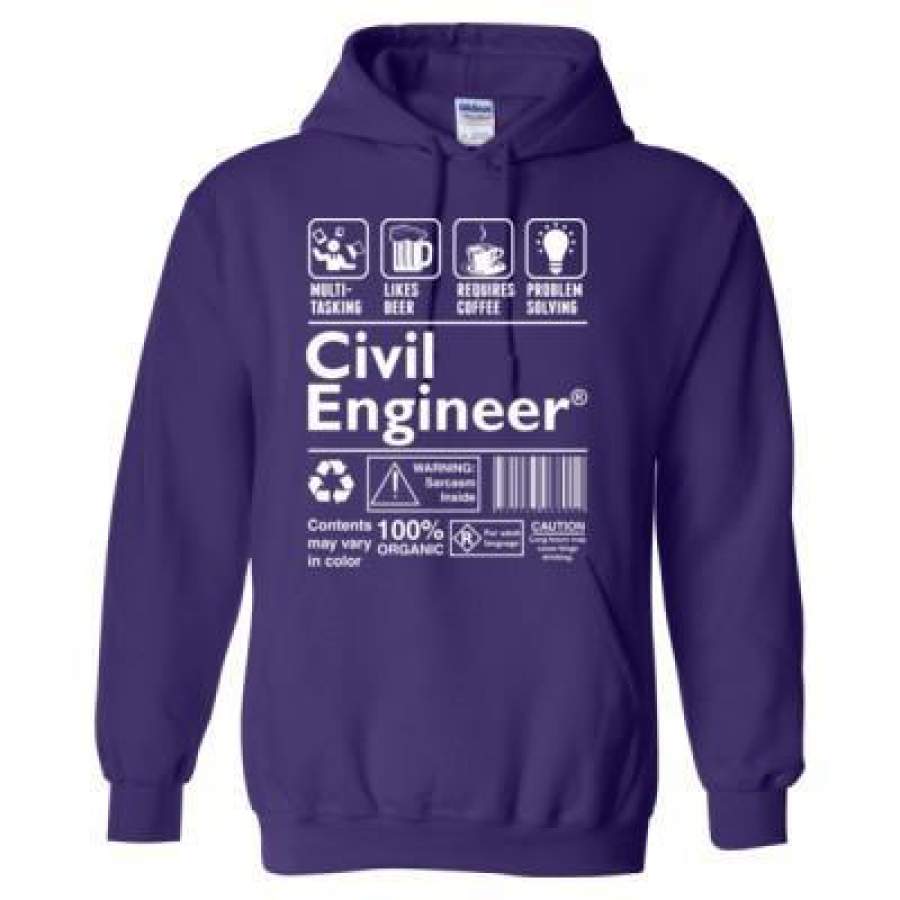 AGR Multitasking Likes Beer Requires Coffee Problem Solving Civil Engineer – Heavy Blend™ Hooded Sweatshirt