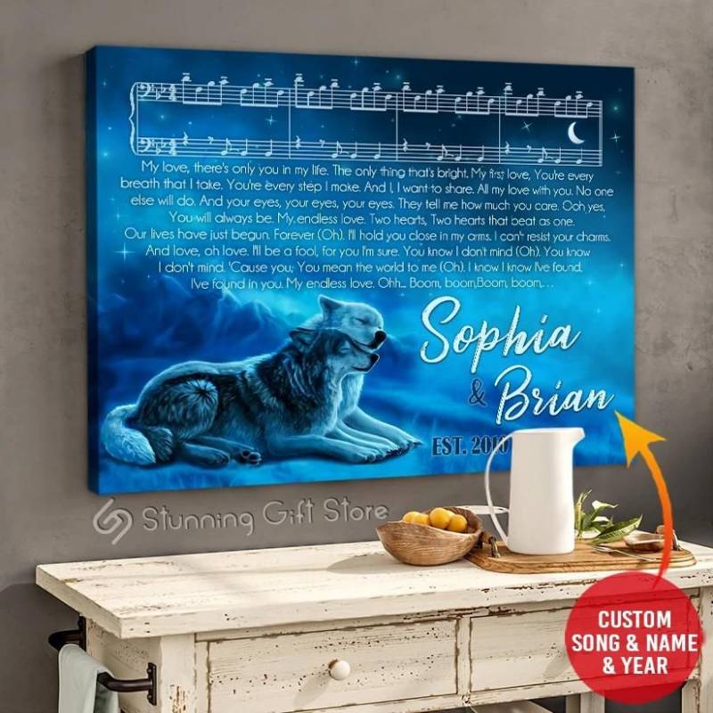 Custom name and music song lyrics Canvas Wolf poster poster 2832208046